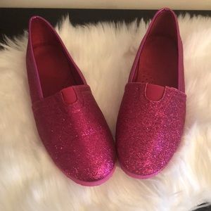 💖WOMENS PINK GLITTER SLIP ON SHOES💖size 9